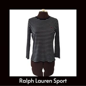 Women’s Ralph Lauren Sport Black and White Striped Long Sleeve Tee